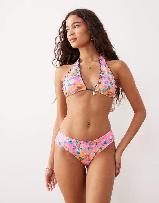 Tanga de bikini multicolor con bordes ondulados Summer Glow de Kulani Kinis, 4 de 4