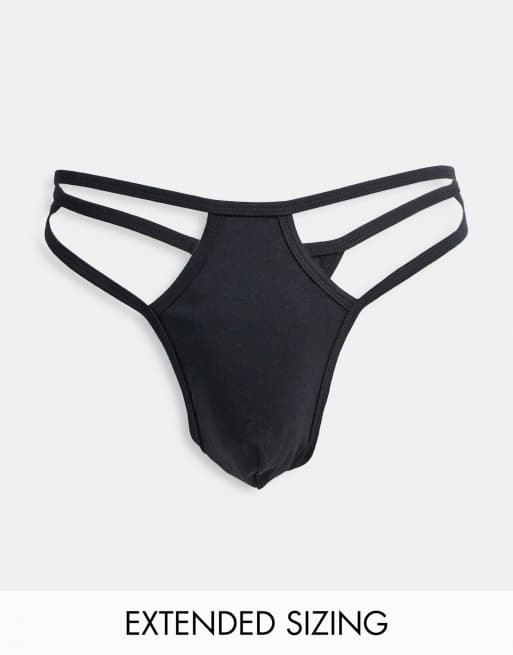Tanga de pernera alta con paneles con aberturas de ASOS DESIGN