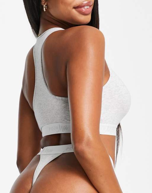 Tanga gris jaspeado con logo Love to Lounge de Pour Moi, 3 de 4