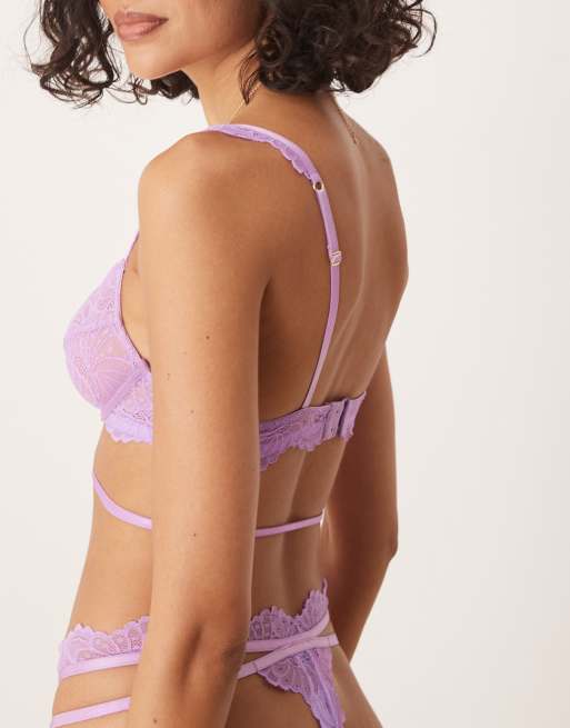 Tanga lila con diseño de tiras Sabrina de ASOS DESIGN, 4 de 4