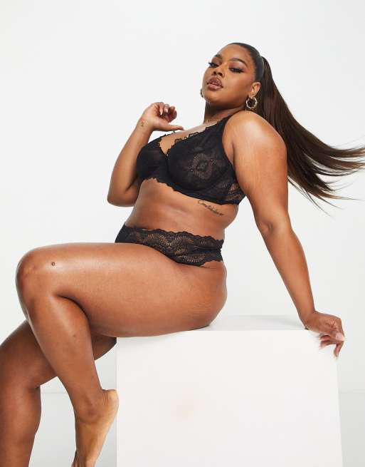 Tanga negro con cinturilla ancha Rosie de ASOS DESIGN Curve, 2 de 4