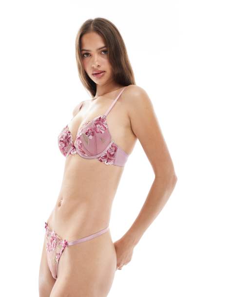 Tanga rosa con bordado floral de New Look - view 1