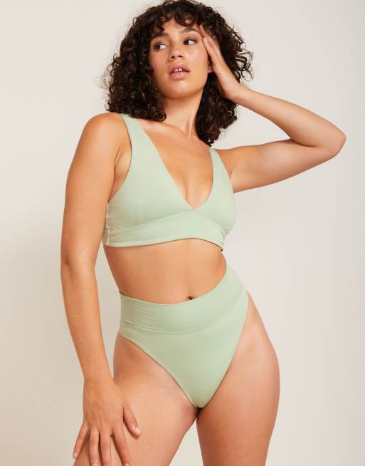 Tanga verde salvia de talle alto de mezcla de algodón orgánico Taylor de Le Buns