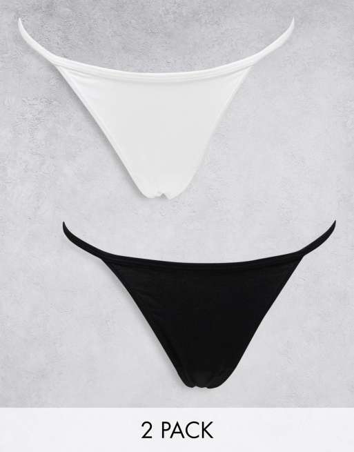 Tangas de color negro y blanco con laterales de tiras Alex de Weekday