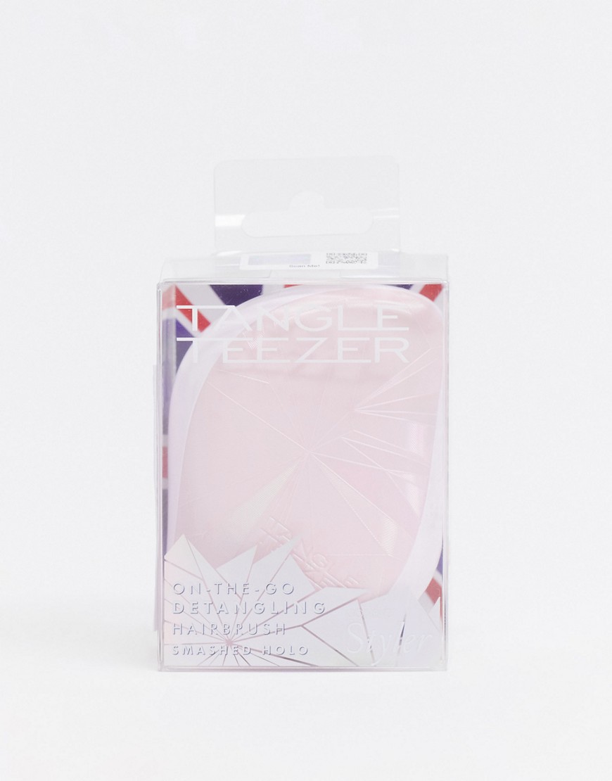 Tangle Teezer Compact Styler Detangling Hairbrush Smashed Pink Holo-clear