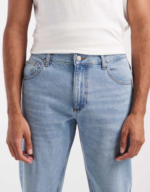 Tapered fit-jeans i let forvasket blå fra ASOS DESIGN, 5 af 5