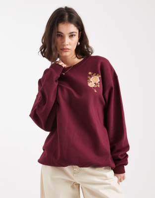 Miss Selfridge Tapestry Back Print Sweat In Red