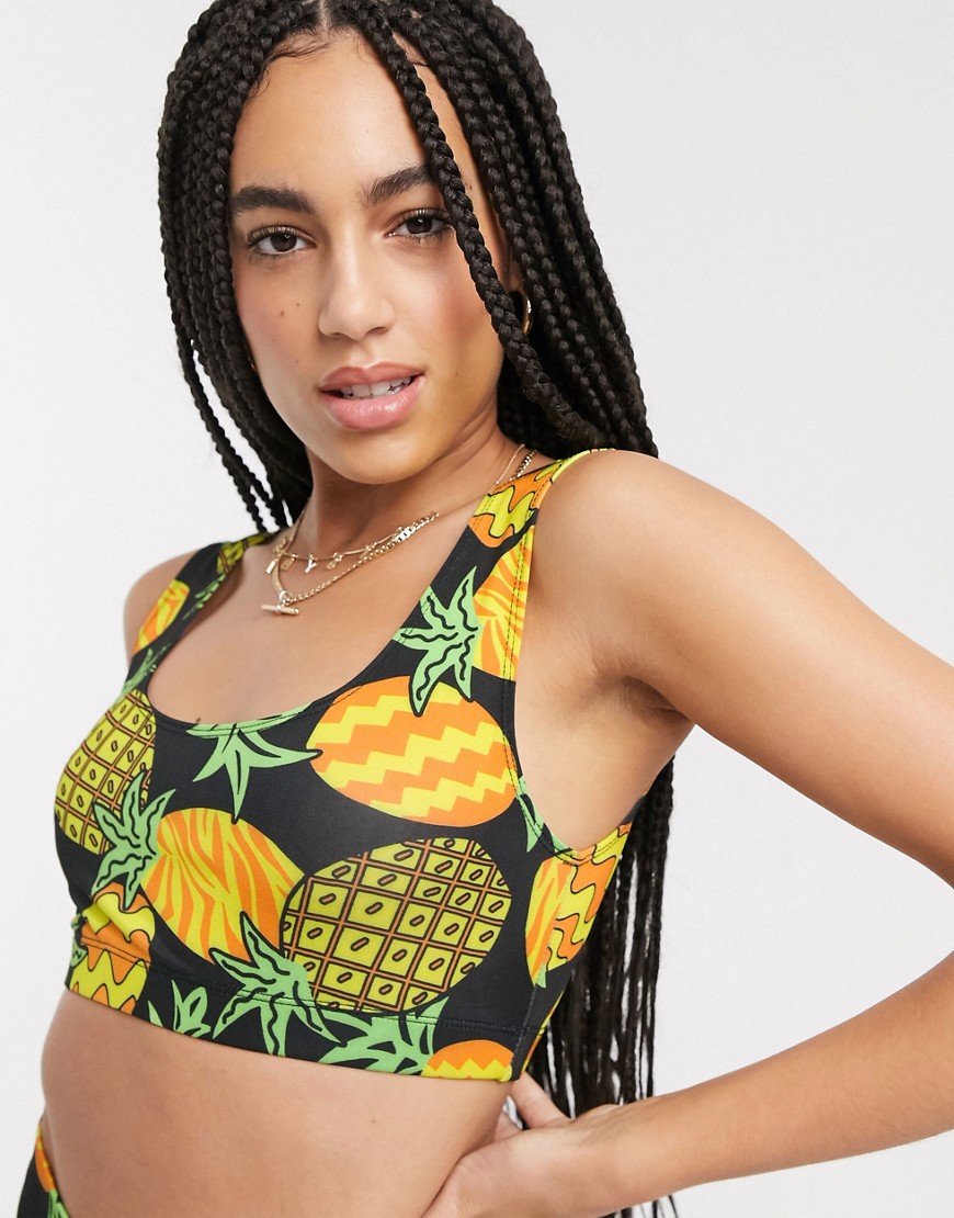 Tara Khorzad bikini top in pineapple print-Black