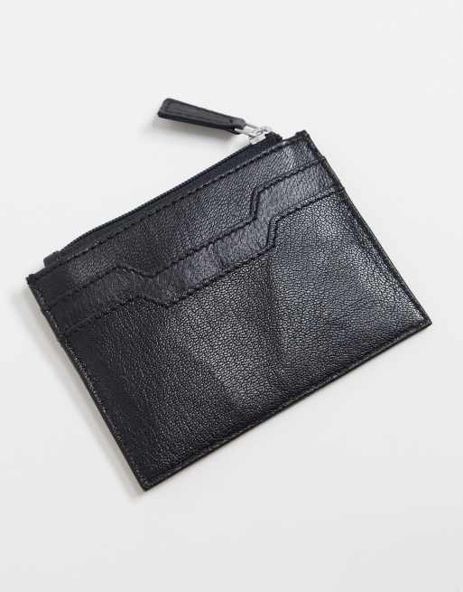 Tarjetero de cuero negro con cremallera de ASOS DESIGN, 3 de 4