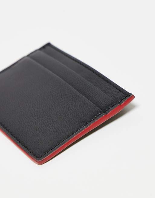 Tarjetero negro con ribetes rojos en contraste de cuero de ASOS DESIGN, 2 de 3