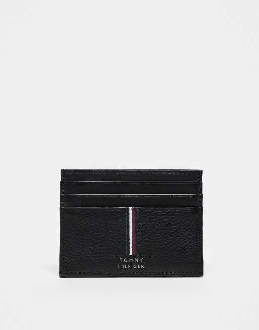 Tarjetero negro de cuero premium de Tommy Hilfiger