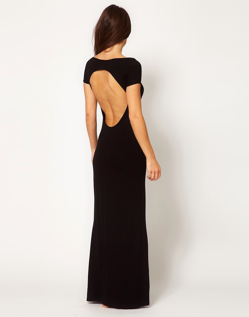 Tatjana Anika Jersey Maxi Dress With Cut Out Back-Black