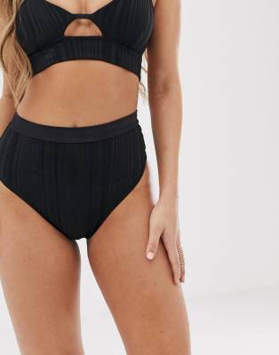 black high waisted bikini shorts