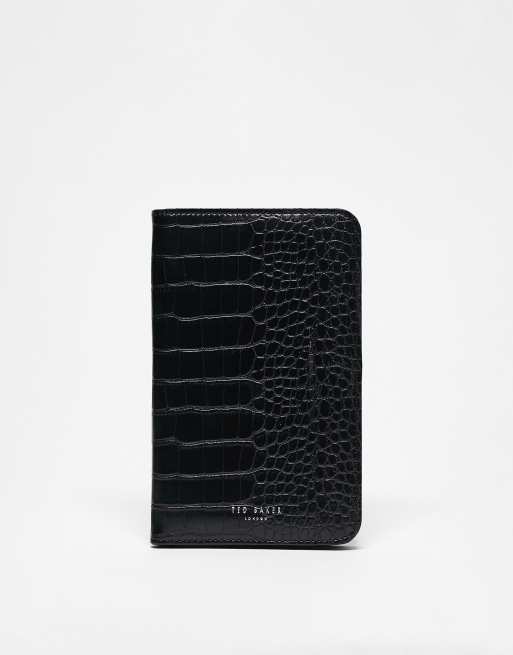 Ted Baker Alfie croc effect travel organiser in black