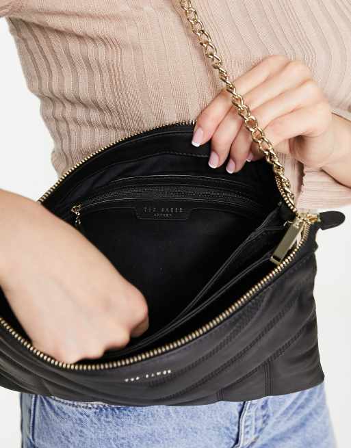 TED BAKER black leather cross body bag