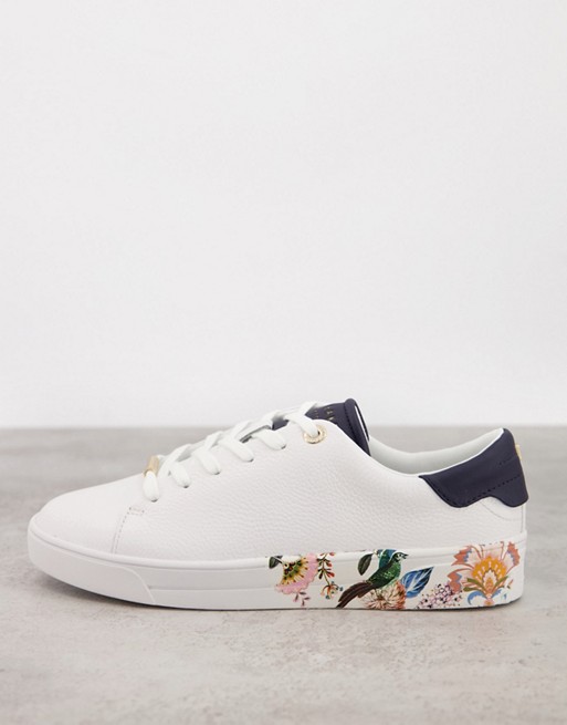 Ted Baker Azelea decadence printed cupsole trainer in white