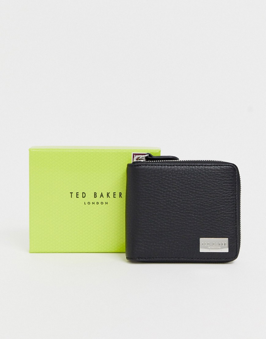 Ted Baker Baits Leather Zip Around Wallet In Black