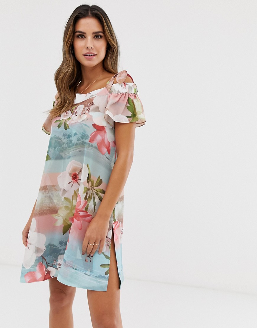 Ted Baker bardot cover up in mint choc chip-Pink