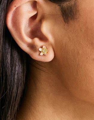 Ted Baker beaauu blossom stud earring in gold - ASOS Price Checker