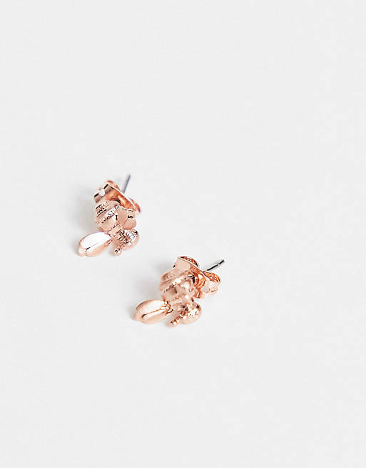 Ted Baker Beelii bee stud earrings in rose gold