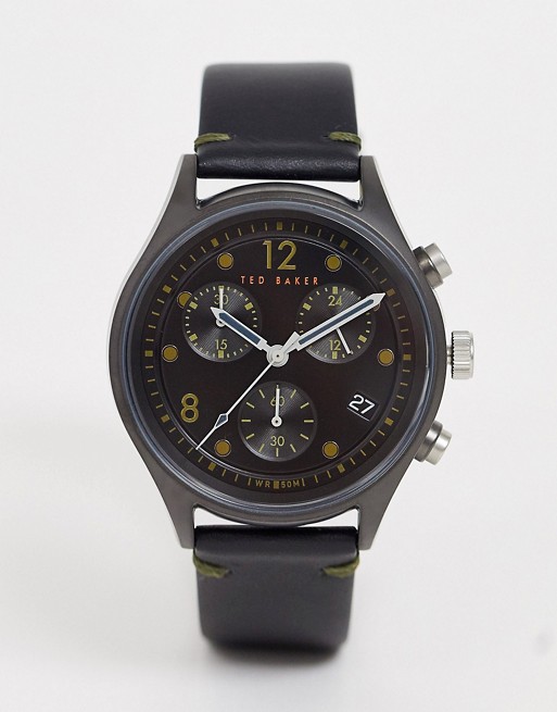 Ted Baker Beleeni leather watch in black 42mm