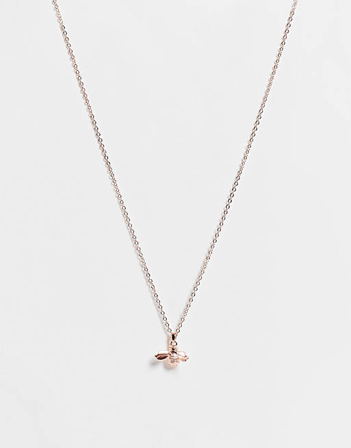 Ted Baker Bellema bee pendant necklace in rose gold