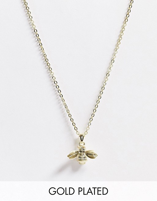 Ted Baker Bellema bumble bee pendant necklace in gold