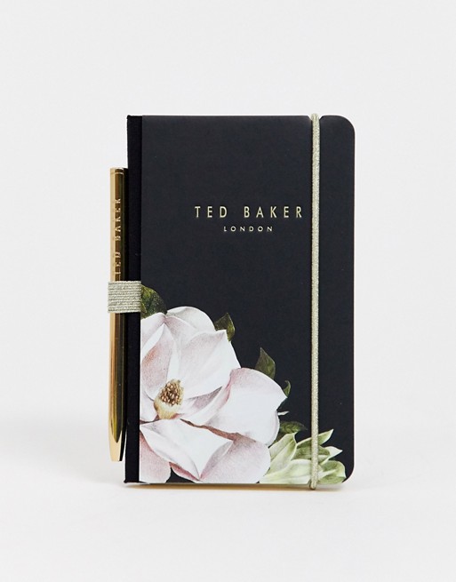 Ted Baker black floral notebook and pen