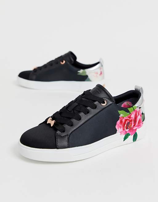 Ted Baker black floral satin trainers | ASOS