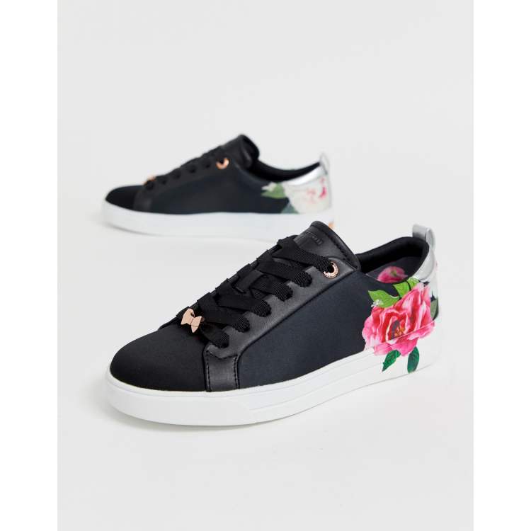 Ted Baker black floral satin trainers ASOS