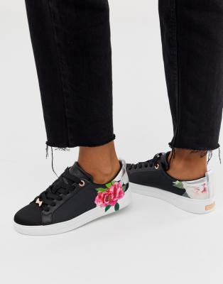 ted baker black floral trainers