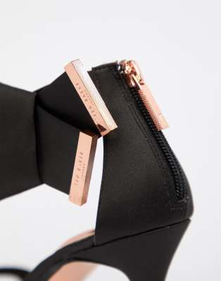ted baker black satin bow detail heeled sandals