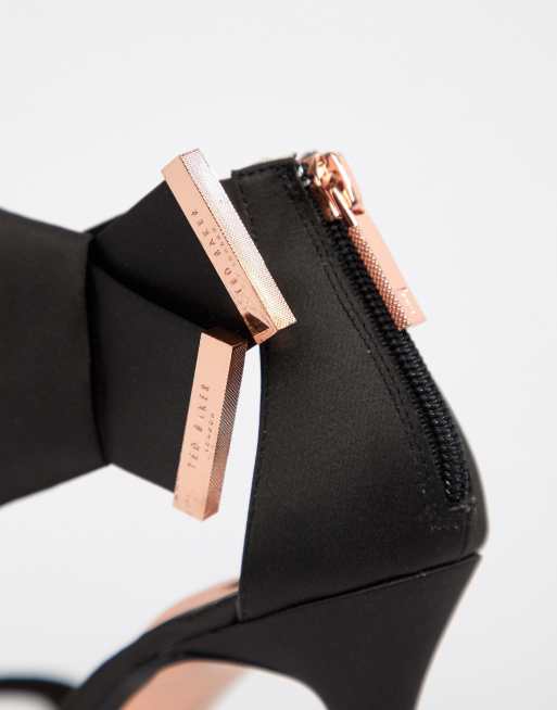 Ted baker black satin store bow detail heeled sandals