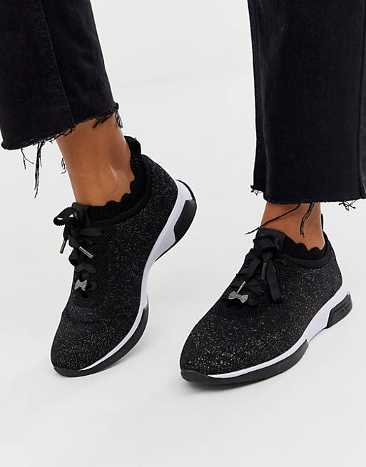 Ted Baker black sparkle knit trainers | ASOS