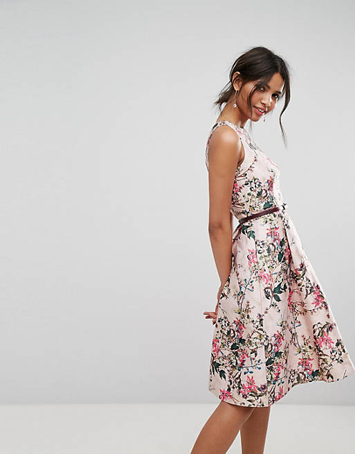 Ted Baker Blossom Jacquard Dress with V-Back | ASOS