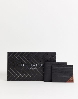 Ted Baker – Bolder RFID – Gåvoset med plånbok och korthållare-Svart
