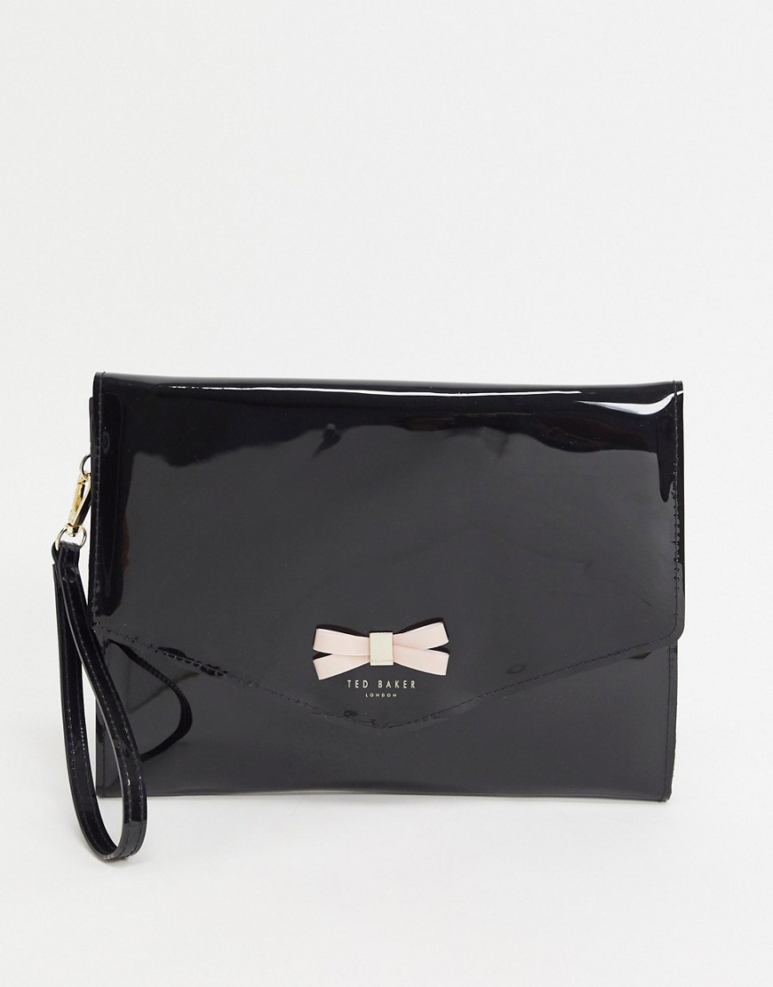 Ted Baker bow detail envelope pouch in black