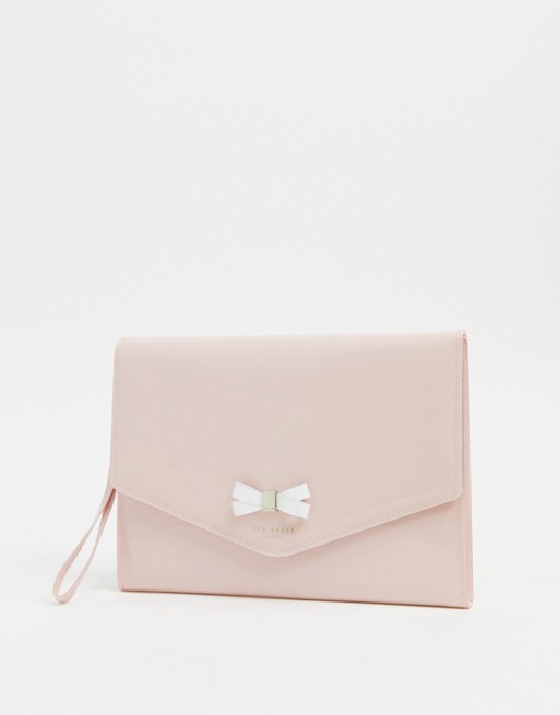 Ted Baker bow detail envelope pouch in pink