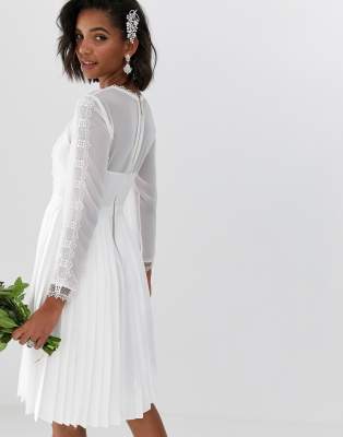 ted baker bridal lace trim pleated skirt dress