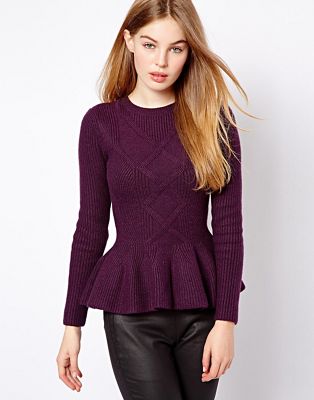 Ted Baker | Ted Baker Cable Knit Jumper with Peplum Hem