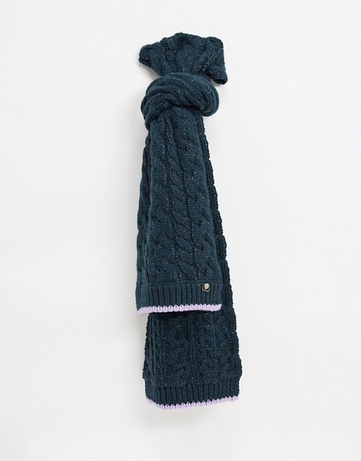 Ted Baker cable knitted scarf in dark green