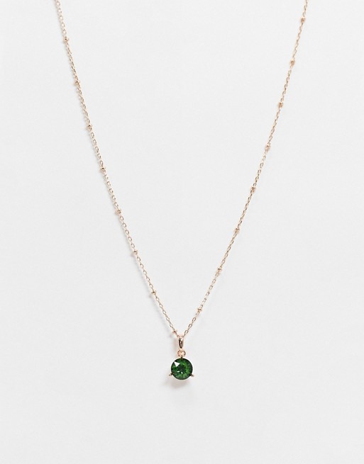 Ted Baker Calta crystal pendant necklace in green and rose gold