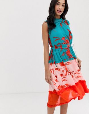 Ted Baker - Camelis - Midi-jurk met kleurvlakken en print-Multi