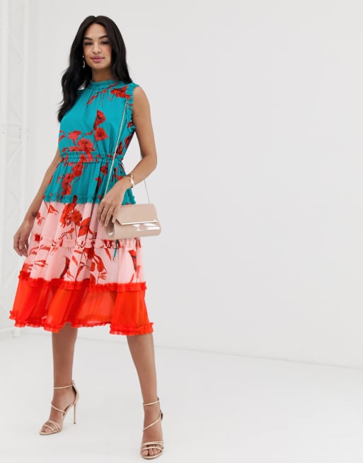 Ted baker camelis 2025 fantasia tiered midi dress