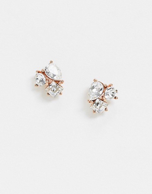 Ted Baker Carlenn crystal cluster stud earrings in gold