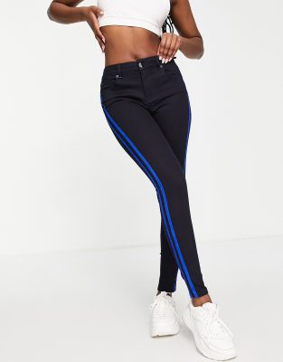 Ted Baker Carmmen velvet side stripe skinny jeans in blue - ASOS Price Checker