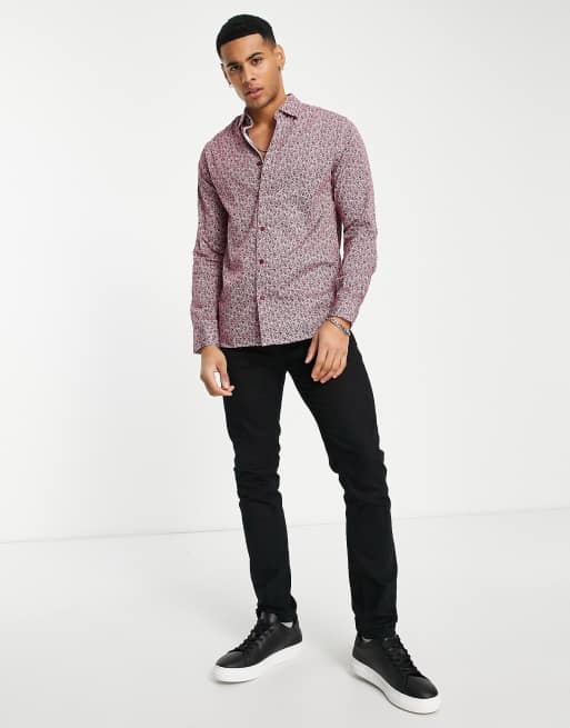Ted Baker - Chemise manches longues à imprimé à fleurs - Rose, 4 de 4