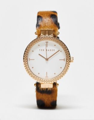Ted Baker classic watch with leopard print strap