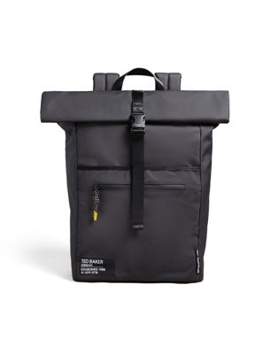 Ted Baker Clime rubberised rolltop backpack in black