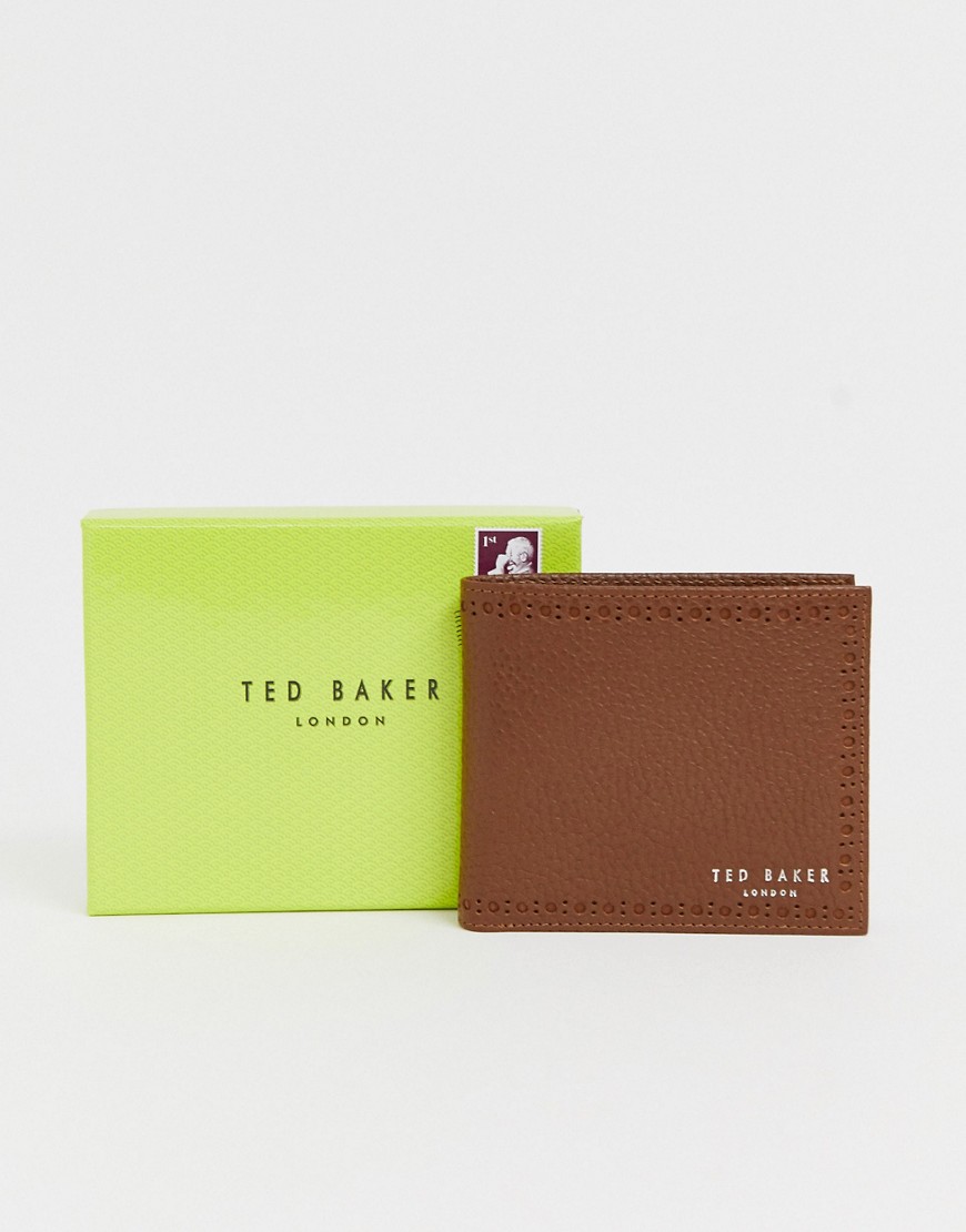 Ted Baker Cobler Card And Coin Brogue Detail Wallet In Tan